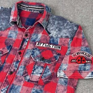 Affliction Red and Blue Checkered Men's Shirt